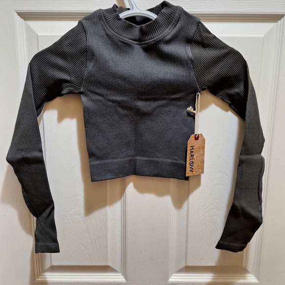 HARLOW SEAMLESS LONG SLEEVE MOCKNECK - CHARCOAL - Picture 6 of 7